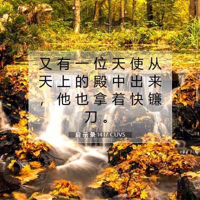 Picture 07 - 启 示 录 14:17 CUVS - 又 有 一 位 天 使 从 天 上 的 殿 中 - Bible Verse Picture