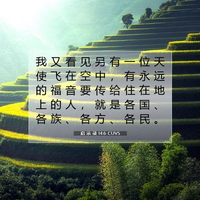 Picture 07 - 启 示 录 14:6 CUVS - 我 又 看 见 另 有 一 位 天 使 飞 在 - Bible Verse Picture