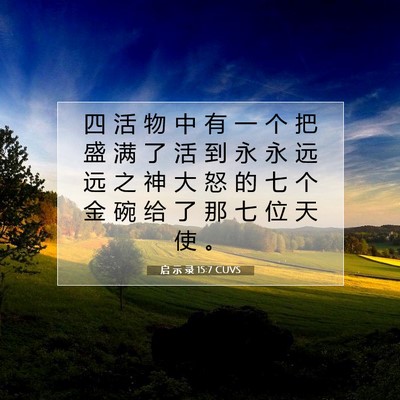 Picture 07 - 启 示 录 15:7 CUVS - 四 活 物 中 有 一 个 把 盛 满 了 活 - Bible Verse Picture
