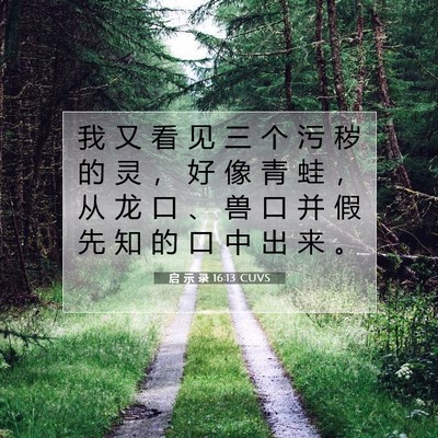 Picture 07 - 启 示 录 16:13 CUVS - 我 又 看 见 三 个 污 秽 的 灵 ， 好 - Bible Verse Picture