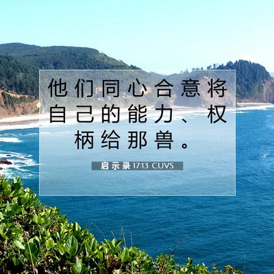 Picture 07 - 启 示 录 17:13 CUVS - 他 们 同 心 合 意 将 自 己 的 能 力 - Bible Verse Picture