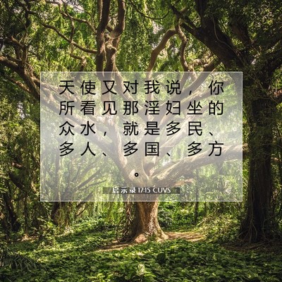 Picture 07 - 启 示 录 17:15 CUVS - 天 使 又 对 我 说 ， 你 所 看 见 那 - Bible Verse Picture