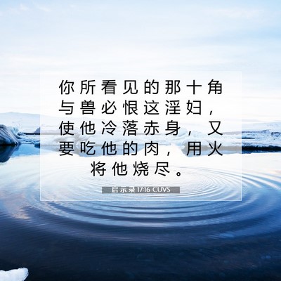 Picture 07 - 启 示 录 17:16 CUVS - 你 所 看 见 的 那 十 角 与 兽 必 恨 - Bible Verse Picture