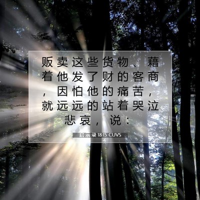 Picture 07 - 启 示 录 18:15 CUVS - 贩 卖 这 些 货 物 、 藉 着 他 发 了 - Bible Verse Picture