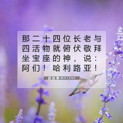 Picture 07 - 启 示 录 19:4 CUVS - 那 二 十 四 位 长 老 与 四 活 物 就 - Bible Verse Picture