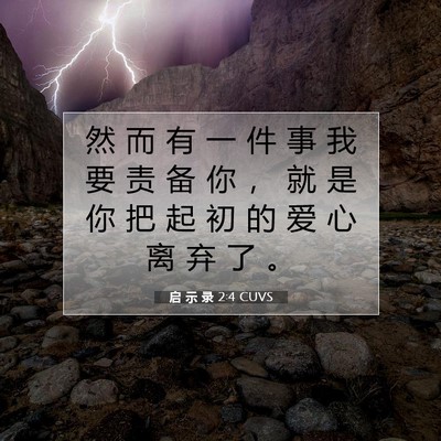 Picture 07 - 启 示 录 2:4 CUVS - 然 而 有 一 件 事 我 要 责 备 你 ， - Bible Verse Picture