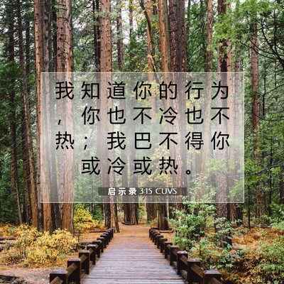 Picture 07 - 启 示 录 3:15 CUVS - 我 知 道 你 的 行 为 ， 你 也 不 冷 - Bible Verse Picture