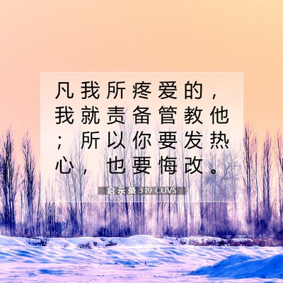 Picture 07 - 启 示 录 3:19 CUVS - 凡 我 所 疼 爱 的 ， 我 就 责 备 管 - Bible Verse Picture