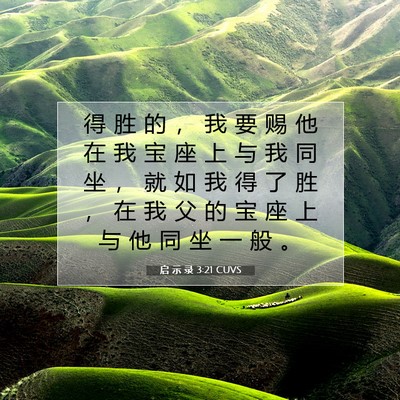 Picture 07 - 启 示 录 3:21 CUVS - 得 胜 的 ， 我 要 赐 他 在 我 宝 座 - Bible Verse Picture