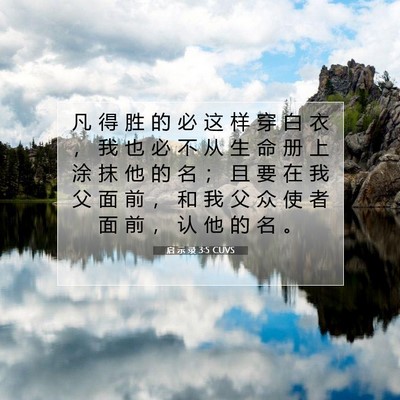 Picture 07 - 启 示 录 3:5 CUVS - 凡 得 胜 的 必 这 样 穿 白 衣 ， 我 - Bible Verse Picture