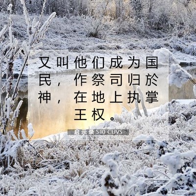 Picture 07 - 启 示 录 5:10 CUVS - 又 叫 他 们 成 为 国 民 ， 作 祭 司 - Bible Verse Picture