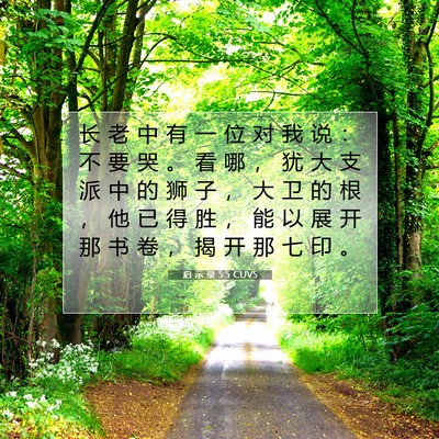Picture 07 - 启 示 录 5:5 CUVS - 长 老 中 有 一 位 对 我 说 ： 不 要 - Bible Verse Picture