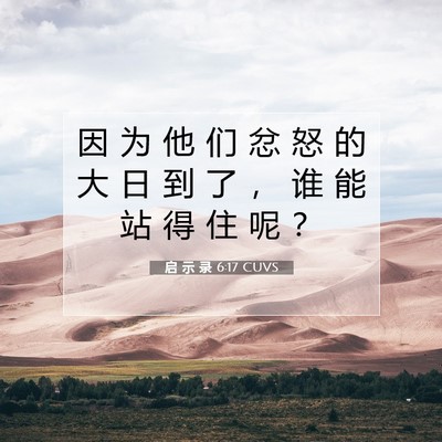 Picture 07 - 启 示 录 6:17 CUVS - 因 为 他 们 忿 怒 的 大 日 到 了 ， - Bible Verse Picture