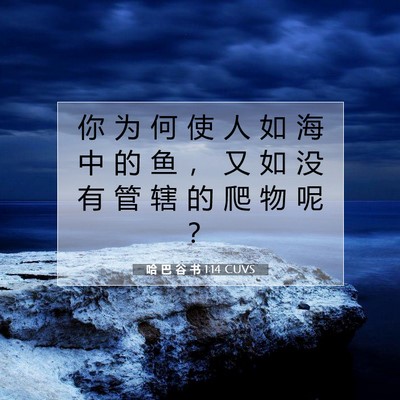 Picture 07 - 哈 巴 谷 书 1:14 CUVS - 你 为 何 使 人 如 海 中 的 鱼 ， 又 - Bible Verse Picture