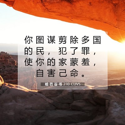 Picture 07 - 哈 巴 谷 书 2:10 CUVS - 你 图 谋 剪 除 多 国 的 民 ， 犯 了 - Bible Verse Picture