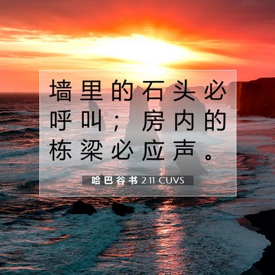 Picture 07 - 哈 巴 谷 书 2:11 CUVS - 墙 里 的 石 头 必 呼 叫 ； 房 内 的 - Bible Verse Picture