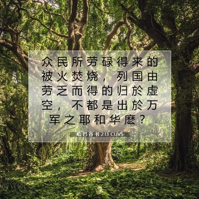Picture 07 - 哈 巴 谷 书 2:13 CUVS - 众 民 所 劳 碌 得 来 的 被 火 焚 烧 - Bible Verse Picture
