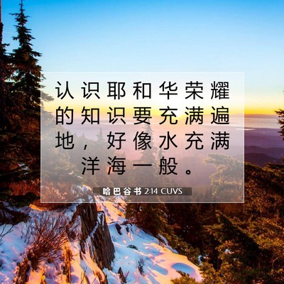 Picture 07 - 哈 巴 谷 书 2:14 CUVS - 认 识 耶 和 华 荣 耀 的 知 识 要 充 - Bible Verse Picture