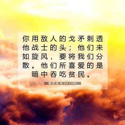 Picture 07 - 哈 巴 谷 书 3:14 CUVS - 你 用 敌 人 的 戈 矛 刺 透 他 战 士 - Bible Verse Picture