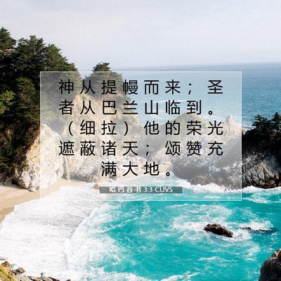 Picture 07 - 哈 巴 谷 书 3:3 CUVS - 神 从 提 幔 而 来 ； 圣 者 从 巴 兰 - Bible Verse Picture