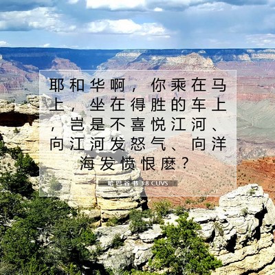 Picture 07 - 哈 巴 谷 书 3:8 CUVS - 耶 和 华 啊 ， 你 乘 在 马 上 ， 坐 - Bible Verse Picture