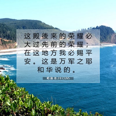 Picture 07 - 哈 该 书 2:9 CUVS - 这 殿 後 来 的 荣 耀 必 大 过 先 前 - Bible Verse Picture