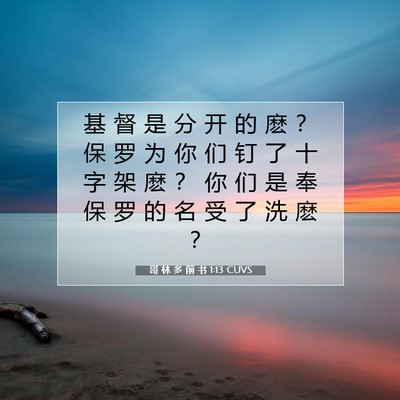 Picture 07 - 哥 林 多 前 书 1:13 CUVS - 基 督 是 分 开 的 麽 ？ 保 罗 为 你 - Bible Verse Picture