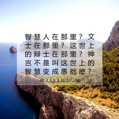 Picture 07 - 哥 林 多 前 书 1:20 CUVS - 智 慧 人 在 那 里 ？ 文 士 在 那 里 - Bible Verse Picture