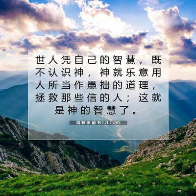 Picture 07 - 哥 林 多 前 书 1:21 CUVS - 世 人 凭 自 己 的 智 慧 ， 既 不 认 - Bible Verse Picture