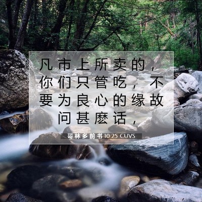 Picture 07 - 哥 林 多 前 书 10:25 CUVS - 凡 市 上 所 卖 的 ， 你 们 只 管 吃 - Bible Verse Picture