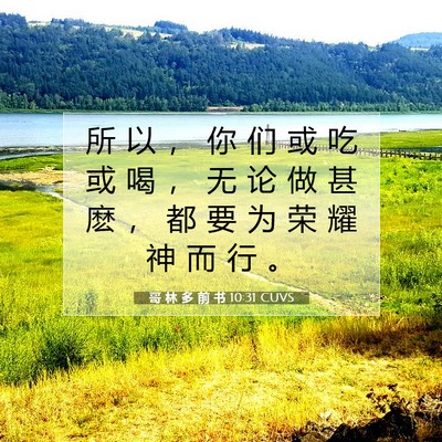 Picture 07 - 哥 林 多 前 书 10:31 CUVS - 所 以 ， 你 们 或 吃 或 喝 ， 无 论 - Bible Verse Picture