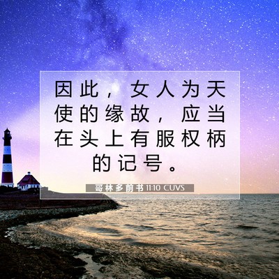 Picture 07 - 哥 林 多 前 书 11:10 CUVS - 因 此 ， 女 人 为 天 使 的 缘 故 ， - Bible Verse Picture