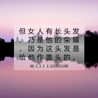 Picture 07 - 哥 林 多 前 书 11:15 CUVS - 但 女 人 有 长 头 发 ， 乃 是 他 的 - Bible Verse Picture