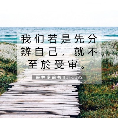 Picture 07 - 哥 林 多 前 书 11:31 CUVS - 我 们 若 是 先 分 辨 自 己 ， 就 不 - Bible Verse Picture