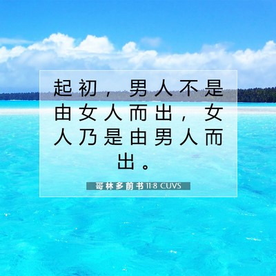 Picture 07 - 哥 林 多 前 书 11:8 CUVS - 起 初 ， 男 人 不 是 由 女 人 而 出 - Bible Verse Picture