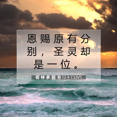 Picture 07 - 哥 林 多 前 书 12:4 CUVS - 恩 赐 原 有 分 别 ， 圣 灵 却 是 一 - Bible Verse Picture