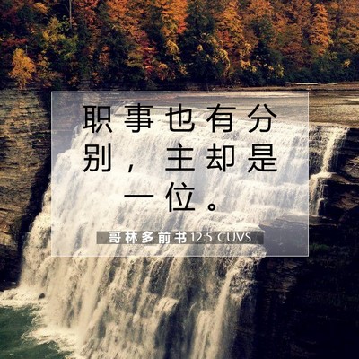Picture 07 - 哥 林 多 前 书 12:5 CUVS - 职 事 也 有 分 别 ， 主 却 是 一 位 - Bible Verse Picture