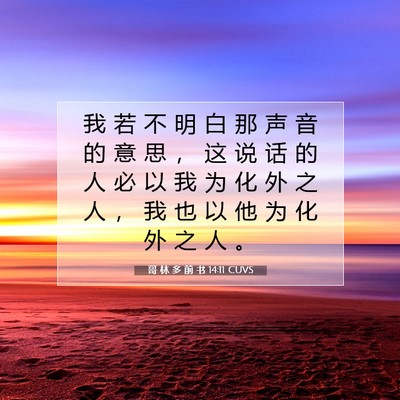 Picture 07 - 哥 林 多 前 书 14:11 CUVS - 我 若 不 明 白 那 声 音 的 意 思 ， - Bible Verse Picture