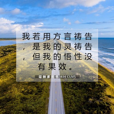 Picture 07 - 哥 林 多 前 书 14:14 CUVS - 我 若 用 方 言 祷 告 ， 是 我 的 灵 - Bible Verse Picture