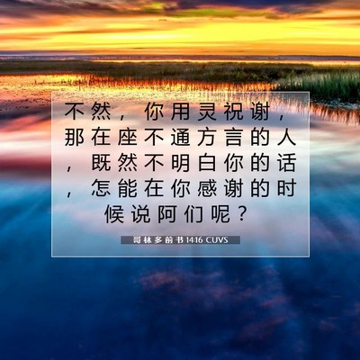 Picture 07 - 哥 林 多 前 书 14:16 CUVS - 不 然 ， 你 用 灵 祝 谢 ， 那 在 座 - Bible Verse Picture