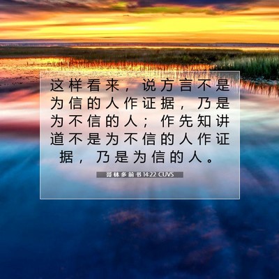 Picture 07 - 哥 林 多 前 书 14:22 CUVS - 这 样 看 来 ， 说 方 言 不 是 为 信 - Bible Verse Picture