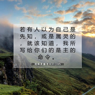 Picture 07 - 哥 林 多 前 书 14:37 CUVS - 若 有 人 以 为 自 己 是 先 知 ， 或 - Bible Verse Picture