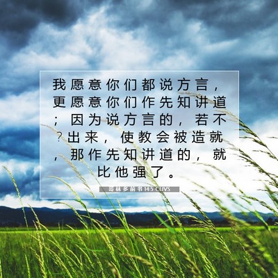 Picture 07 - 哥 林 多 前 书 14:5 CUVS - 我 愿 意 你 们 都 说 方 言 ， 更 愿 - Bible Verse Picture