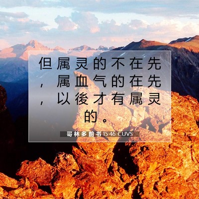 Picture 07 - 哥 林 多 前 书 15:46 CUVS - 但 属 灵 的 不 在 先 ， 属 血 气 的 - Bible Verse Picture