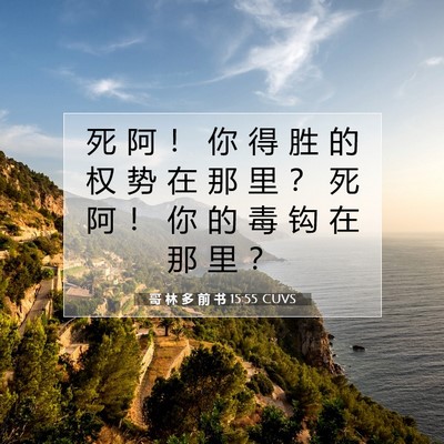 Picture 07 - 哥 林 多 前 书 15:55 CUVS - 死 阿 ！ 你 得 胜 的 权 势 在 那 里 - Bible Verse Picture