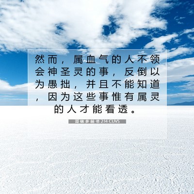 Picture 07 - 哥 林 多 前 书 2:14 CUVS - 然 而 ， 属 血 气 的 人 不 领 会 神 - Bible Verse Picture