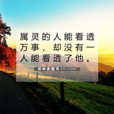 Picture 07 - 哥 林 多 前 书 2:15 CUVS - 属 灵 的 人 能 看 透 万 事 ， 却 没 - Bible Verse Picture