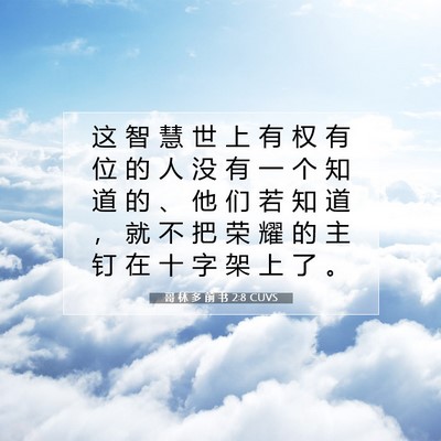 Picture 07 - 哥 林 多 前 书 2:8 CUVS - 这 智 慧 世 上 有 权 有 位 的 人 没 - Bible Verse Picture