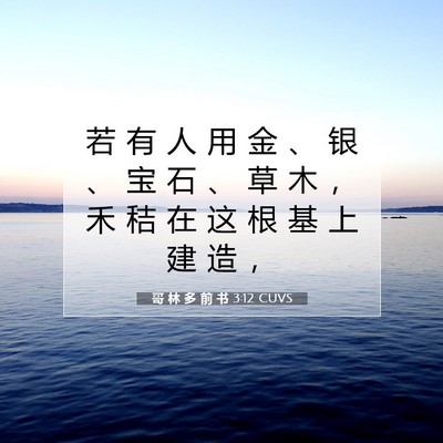 Picture 07 - 哥 林 多 前 书 3:12 CUVS - 若 有 人 用 金 、 银 、 宝 石 、 草 - Bible Verse Picture