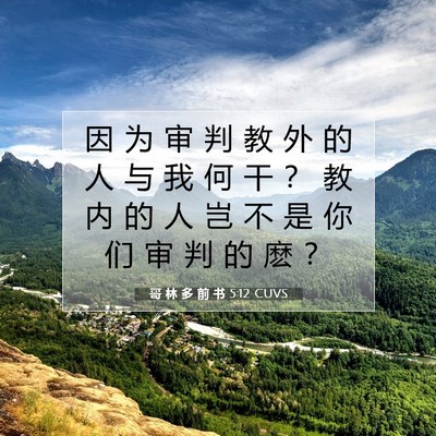 Picture 07 - 哥 林 多 前 书 5:12 CUVS - 因 为 审 判 教 外 的 人 与 我 何 干 - Bible Verse Picture